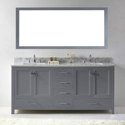 Virtu USA Caroline Avenue 72" Double Bath Vanity with Marble Top and Square Sink with Polished Chrome Faucet and Mirror - Luxe Bathroom Vanities