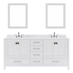 Virtu USA Caroline Avenue 72" Double Bath Vanity with Marble Top and Square Sink with Mirrors - Luxe Bathroom Vanities