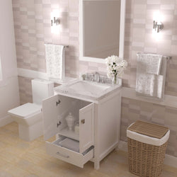 Virtu USA Caroline Avenue 24" Single Bath Vanity with White Quartz Top and Square Sink with Matching Mirror - Luxe Bathroom Vanities