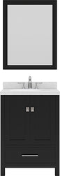 Virtu USA Caroline Avenue 24" Single Bath Vanity with Dazzle White Top and Round Sink with Polished Chrome Faucet and Mirror - Luxe Bathroom Vanities Luxury Bathroom Fixtures Bathroom Furniture
