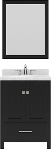 Virtu USA Caroline Avenue 24" Single Bath Vanity with Dazzle White Top and Round Sink with Polished Chrome Faucet and Mirror - Luxe Bathroom Vanities Luxury Bathroom Fixtures Bathroom Furniture