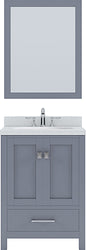 Virtu USA Caroline Avenue 24" Single Bath Vanity in Grey with Dazzle White Top and Round Sink with Brushed Nickel Faucet and Mirror - Luxe Bathroom Vanities Luxury Bathroom Fixtures Bathroom Furniture