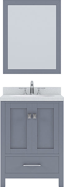 Virtu USA Caroline Avenue 24" Single Bath Vanity with Dazzle White Top and Round Sink with Polished Chrome Faucet and Mirror - Luxe Bathroom Vanities Luxury Bathroom Fixtures Bathroom Furniture