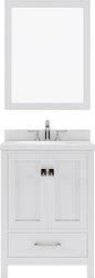 Virtu USA Caroline Avenue 24" Single Bath Vanity with Dazzle White Top and Round Sink with Polished Chrome Faucet and Mirror - Luxe Bathroom Vanities