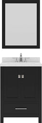 Virtu USA Caroline Avenue 24" Single Bath Vanity in Espresso with Dazzle White Top and Square Sink with Brushed Nickel Faucet and Mirror - Luxe Bathroom Vanities Luxury Bathroom Fixtures Bathroom Furniture