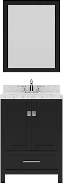 Virtu USA Caroline Avenue 24" Single Bath Vanity in Espresso with Dazzle White Top and Square Sink with Brushed Nickel Faucet and Mirror - Luxe Bathroom Vanities Luxury Bathroom Fixtures Bathroom Furniture