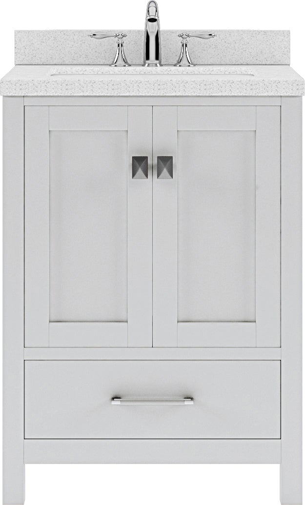 Virtu USA Caroline Avenue 24" Single Bath Vanity with Dazzle White Top and Square Sink - Luxe Bathroom Vanities