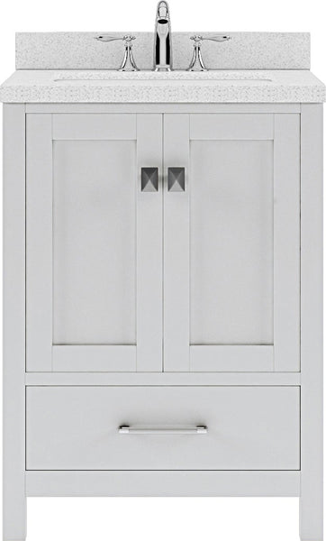 Virtu USA Caroline Avenue 24" Single Bath Vanity with Dazzle White Top and Square Sink - Luxe Bathroom Vanities