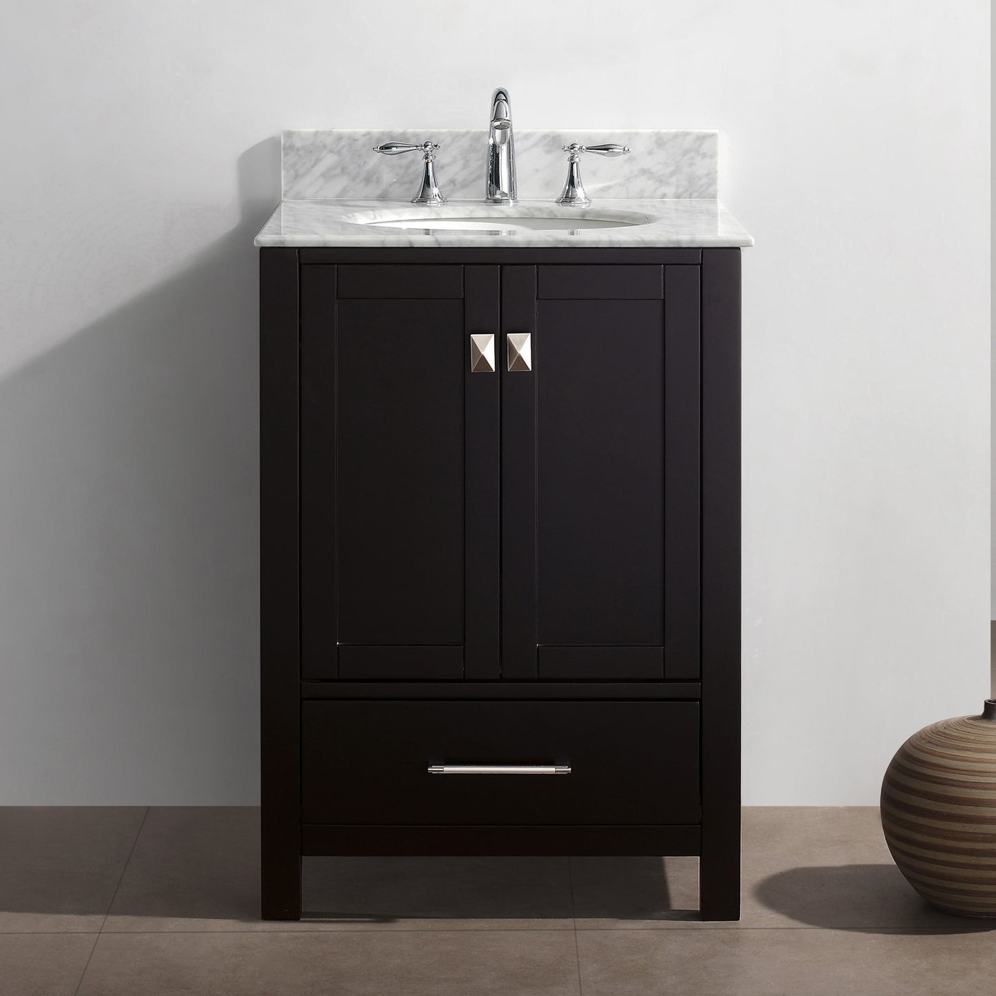 Virtu USA Caroline Avenue 24" Single Bath Vanity with Marble Top and Round Sink - Luxe Bathroom Vanities Luxury Bathroom Fixtures Bathroom Furniture