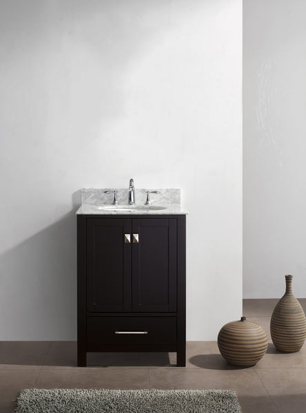 Virtu USA Caroline Avenue 24" Single Bath Vanity with Marble Top and Round Sink - Luxe Bathroom Vanities Luxury Bathroom Fixtures Bathroom Furniture