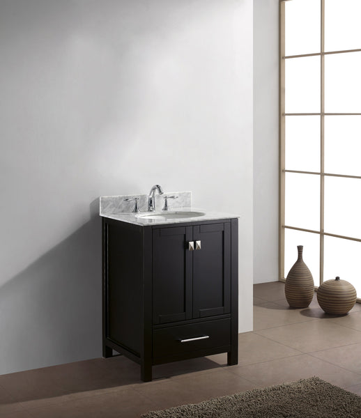 Virtu USA Caroline Avenue 24" Single Bath Vanity with Marble Top and Round Sink - Luxe Bathroom Vanities Luxury Bathroom Fixtures Bathroom Furniture