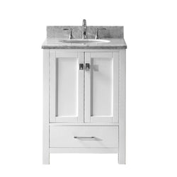 Virtu USA Caroline Avenue 24" Single Bath Vanity in White with Marble Top and Round Sink with Polished Chrome Faucet - Luxe Bathroom Vanities Luxury Bathroom Fixtures Bathroom Furniture