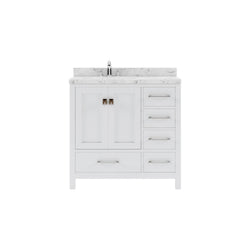 Virtu USA Caroline Avenue 36" Single Bath Vanity with White Quartz Top and Round Sink - Luxe Bathroom Vanities