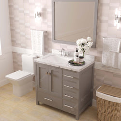 Virtu USA Caroline Avenue 36" Single Bath Vanity with White Quartz Top and Square Sink with Matching Mirror - Luxe Bathroom Vanities