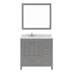 Virtu USA Caroline Avenue 36" Single Bath Vanity with White Quartz Top and Square Sink with Matching Mirror - Luxe Bathroom Vanities