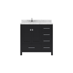 Virtu USA Caroline Avenue 36" Single Bath Vanity with White Quartz Top and Square Sink - Luxe Bathroom Vanities