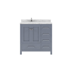 Virtu USA Caroline Avenue 36" Single Bath Vanity with White Quartz Top and Square Sink - Luxe Bathroom Vanities