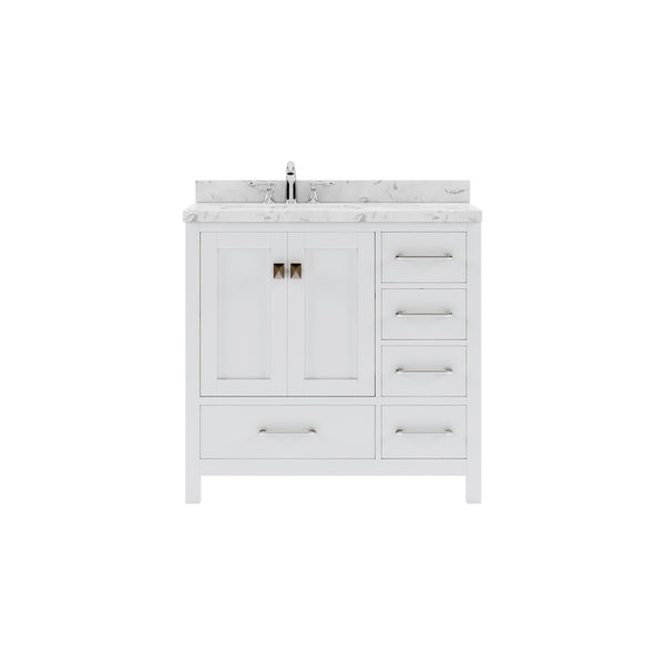 Virtu USA Caroline Avenue 36" Single Bath Vanity with White Quartz Top and Square Sink - Luxe Bathroom Vanities