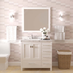 Virtu USA Caroline Avenue 36" Single Bath Vanity with White Quartz Top and Square Sink with Matching Mirror - Luxe Bathroom Vanities