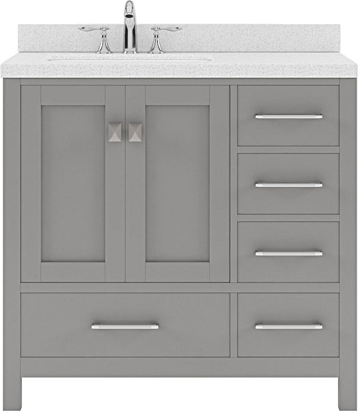 Virtu USA Caroline Avenue 36" Single Bath Vanity with Dazzle White Top and Round Sink - Luxe Bathroom Vanities