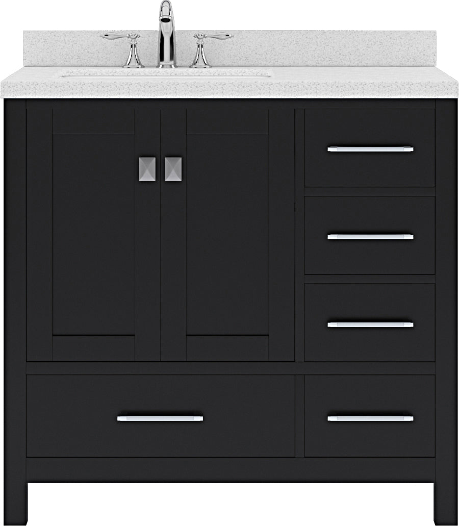 Virtu USA Caroline Avenue 36" Single Bath Vanity with Dazzle White Top and Round Sink - Luxe Bathroom Vanities Luxury Bathroom Fixtures Bathroom Furniture