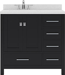 Virtu USA Caroline Avenue 36" Single Bath Vanity with Dazzle White Top and Round Sink - Luxe Bathroom Vanities Luxury Bathroom Fixtures Bathroom Furniture