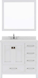 Virtu USA Caroline Avenue 36" Single Bath Vanity with Dazzle White Top and Round Sink with Polished Chrome Faucet and Mirror - Luxe Bathroom Vanities Luxury Bathroom Fixtures Bathroom Furniture