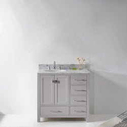 Virtu USA Caroline Avenue 36" Single Bath Vanity with Marble Top and Round Sink - Luxe Bathroom Vanities