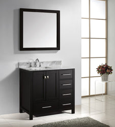 Virtu USA Caroline Avenue 36" Single Bath Vanity with Marble Top and Square Sink with Mirror - Luxe Bathroom Vanities Luxury Bathroom Fixtures Bathroom Furniture