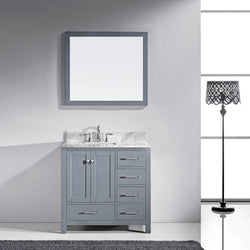 Virtu USA Caroline Avenue 36" Single Bath Vanity with Marble Top and Square Sink with Mirror - Luxe Bathroom Vanities Luxury Bathroom Fixtures Bathroom Furniture