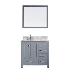 Virtu USA Caroline Avenue 36" Single Bath Vanity with Marble Top and Square Sink with Mirror - Luxe Bathroom Vanities Luxury Bathroom Fixtures Bathroom Furniture