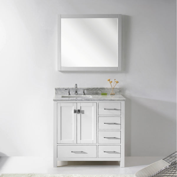 Virtu USA Caroline Avenue 36" Single Bath Vanity with Marble Top and Square Sink with Mirror - Luxe Bathroom Vanities Luxury Bathroom Fixtures Bathroom Furniture