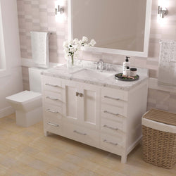 Virtu USA Caroline Avenue 48" Single Bath Vanity with White Quartz Top and Square Sink with Matching Mirror - Luxe Bathroom Vanities