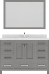 Virtu USA Caroline Avenue 48" Single Bath Vanity with Dazzle White Top and Round Sink with Mirror - Luxe Bathroom Vanities Luxury Bathroom Fixtures Bathroom Furniture