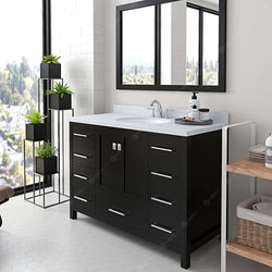 Virtu USA Caroline Avenue 48" Single Bath Vanity with Dazzle White Top and Round Sink with Brushed Nickel Faucet and Mirror - Luxe Bathroom Vanities Luxury Bathroom Fixtures Bathroom Furniture