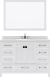 Virtu USA Caroline Avenue 48" Single Bath Vanity with Dazzle White Top and Round Sink with Mirror - Luxe Bathroom Vanities