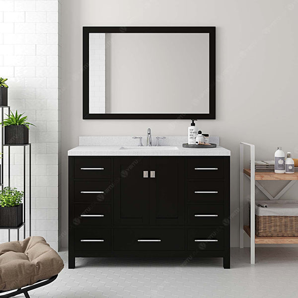 Virtu USA Caroline Avenue 48" Single Bath Vanity with Dazzle White Top and Square Sink with Mirror - Luxe Bathroom Vanities