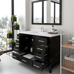 Virtu USA Caroline Avenue 48" Single Bath Vanity with Dazzle White Top and Square Sink with Mirror - Luxe Bathroom Vanities