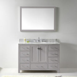 Virtu USA Caroline Avenue 48" Single Bath Vanity with Marble Top and Round Sink with Brushed Nickel Faucet and Mirror - Luxe Bathroom Vanities
