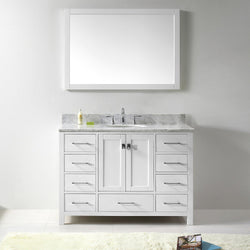 Virtu USA Caroline Avenue 48" Single Bath Vanity with Marble Top and Round Sink with Mirror - Luxe Bathroom Vanities