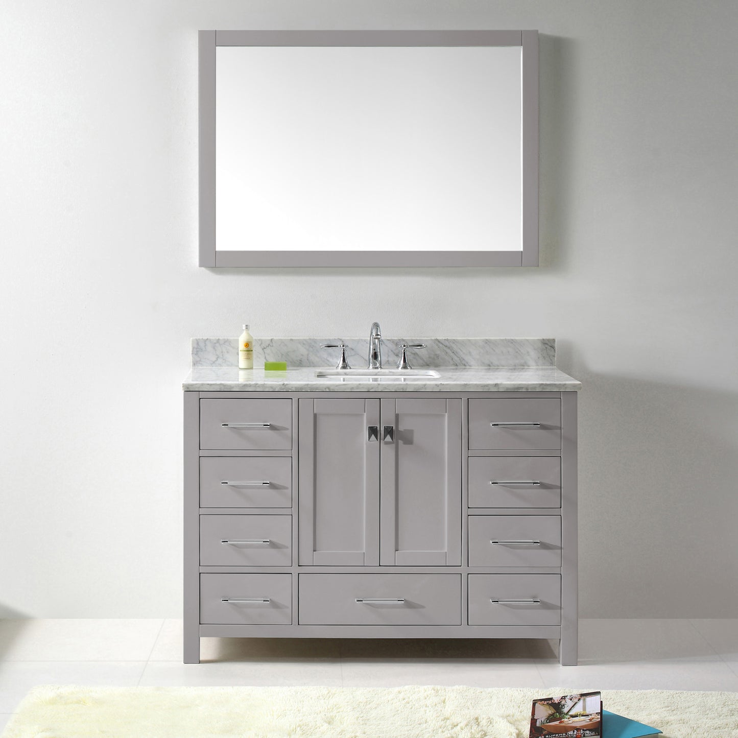 Virtu USA Caroline Avenue 48" Single Bath Vanity with Marble Top and Square Sink with Mirror - Luxe Bathroom Vanities Luxury Bathroom Fixtures Bathroom Furniture