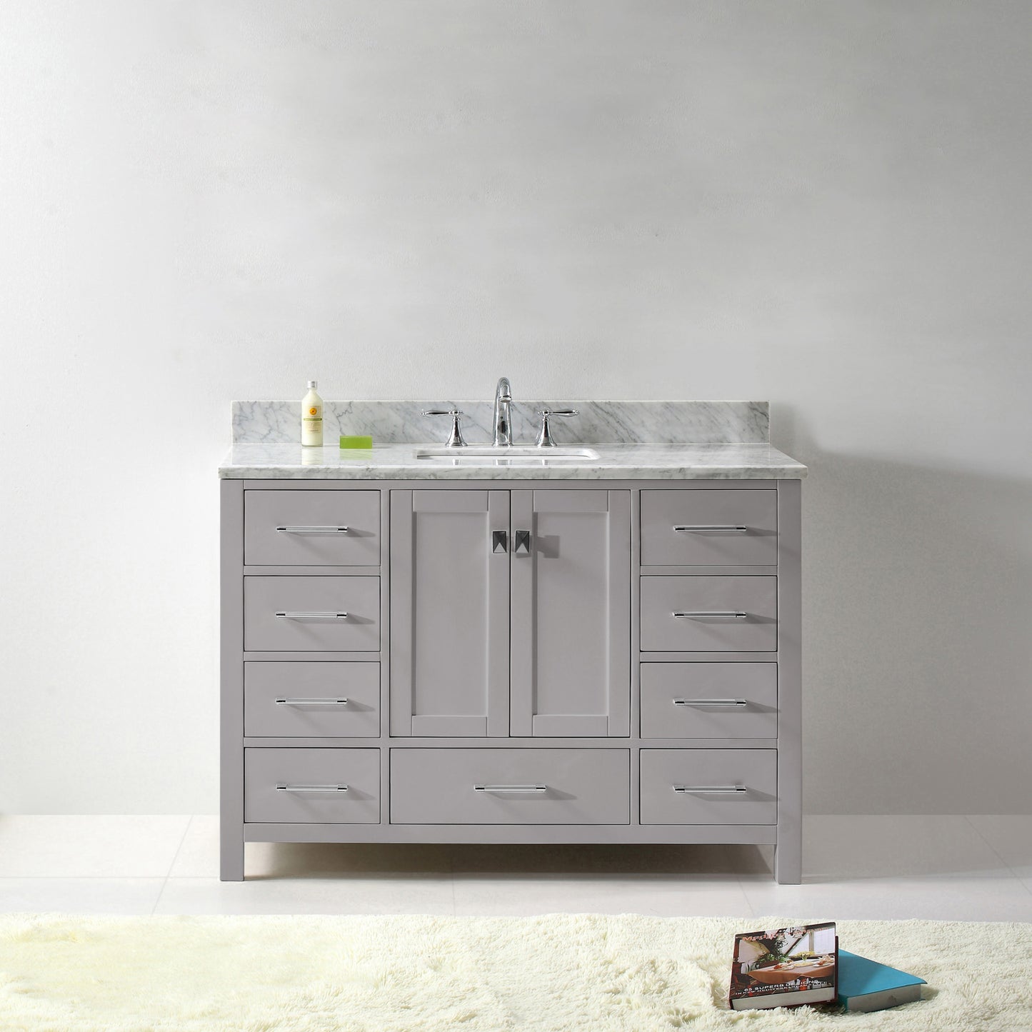 Virtu USA Caroline Avenue 48" Single Bath Vanity in Cashmere Grey with Marble Top and Square Sink - Luxe Bathroom Vanities Luxury Bathroom Fixtures Bathroom Furniture