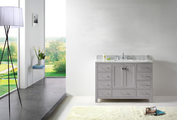 Virtu USA Caroline Avenue 48" Single Bath Vanity in Cashmere Grey with Marble Top and Square Sink - Luxe Bathroom Vanities Luxury Bathroom Fixtures Bathroom Furniture