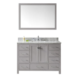 Virtu USA Caroline Avenue 48" Single Bath Vanity with Marble Top and Square Sink with Mirror - Luxe Bathroom Vanities Luxury Bathroom Fixtures Bathroom Furniture