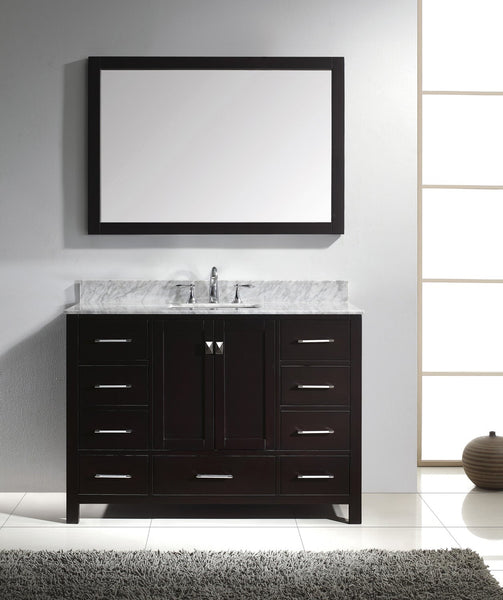 Virtu USA Caroline Avenue 48" Single Bath Vanity with Marble Top and Square Sink with Mirror - Luxe Bathroom Vanities