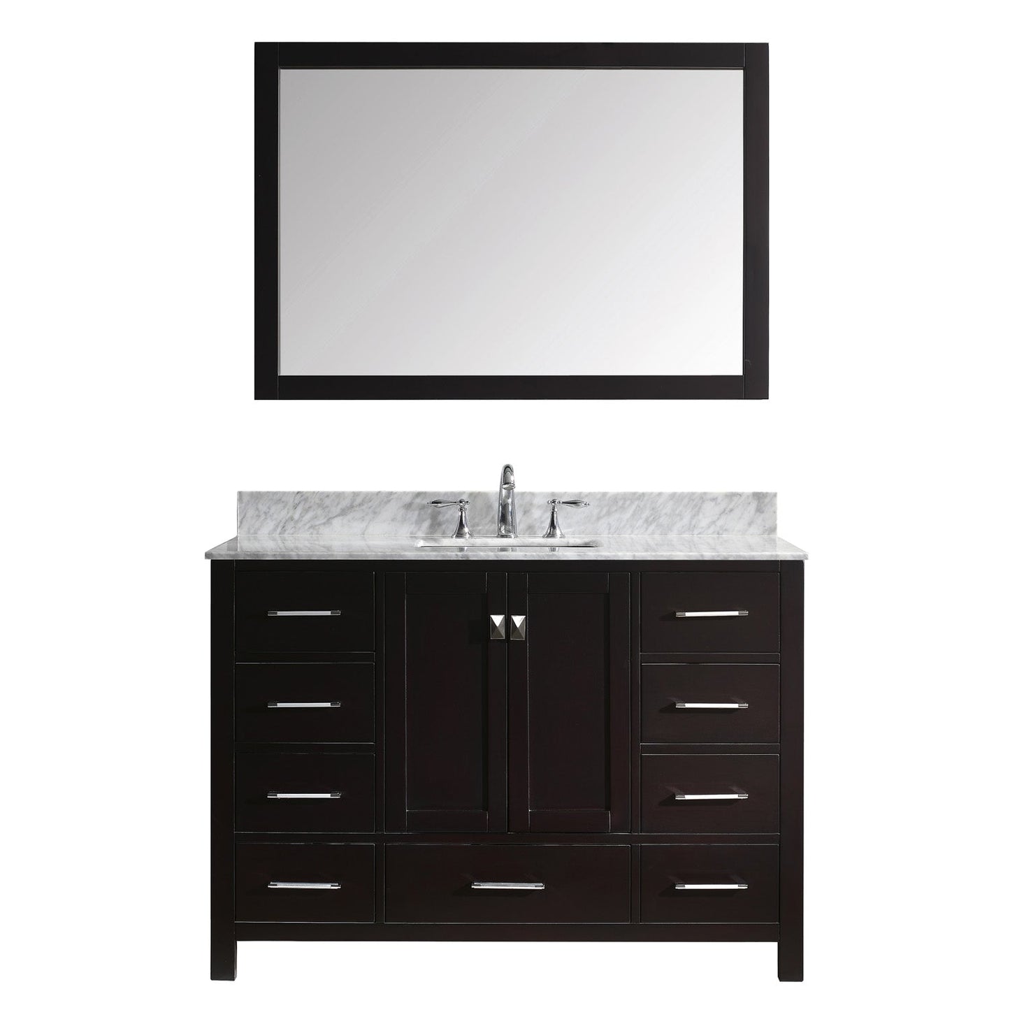 Virtu USA Caroline Avenue 48" Single Bath Vanity with Marble Top and Square Sink with Mirror - Luxe Bathroom Vanities