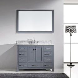 Virtu USA Caroline Avenue 48" Single Bath Vanity with Marble Top and Square Sink with Polished Chrome Faucet and Mirror - Luxe Bathroom Vanities