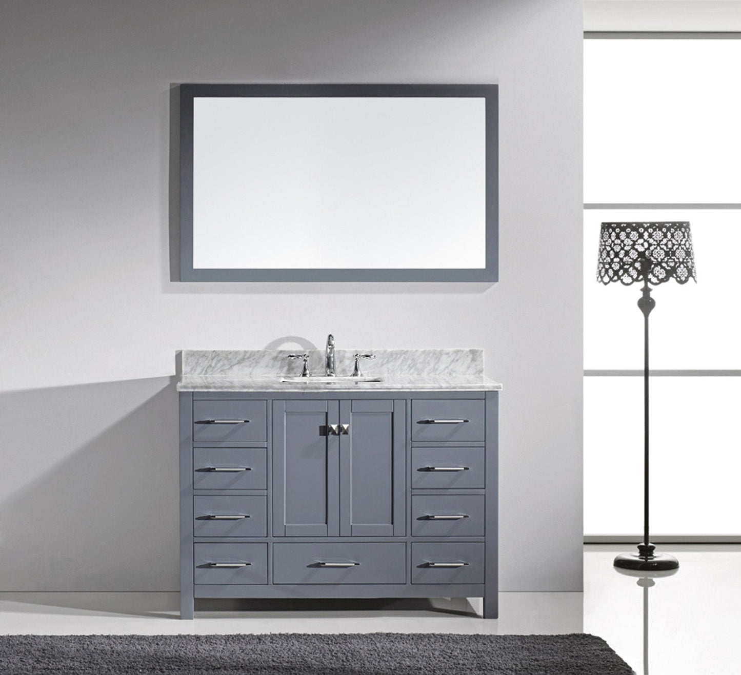 Virtu USA Caroline Avenue 48" Single Bath Vanity with Marble Top and Square Sink with Mirror - Luxe Bathroom Vanities