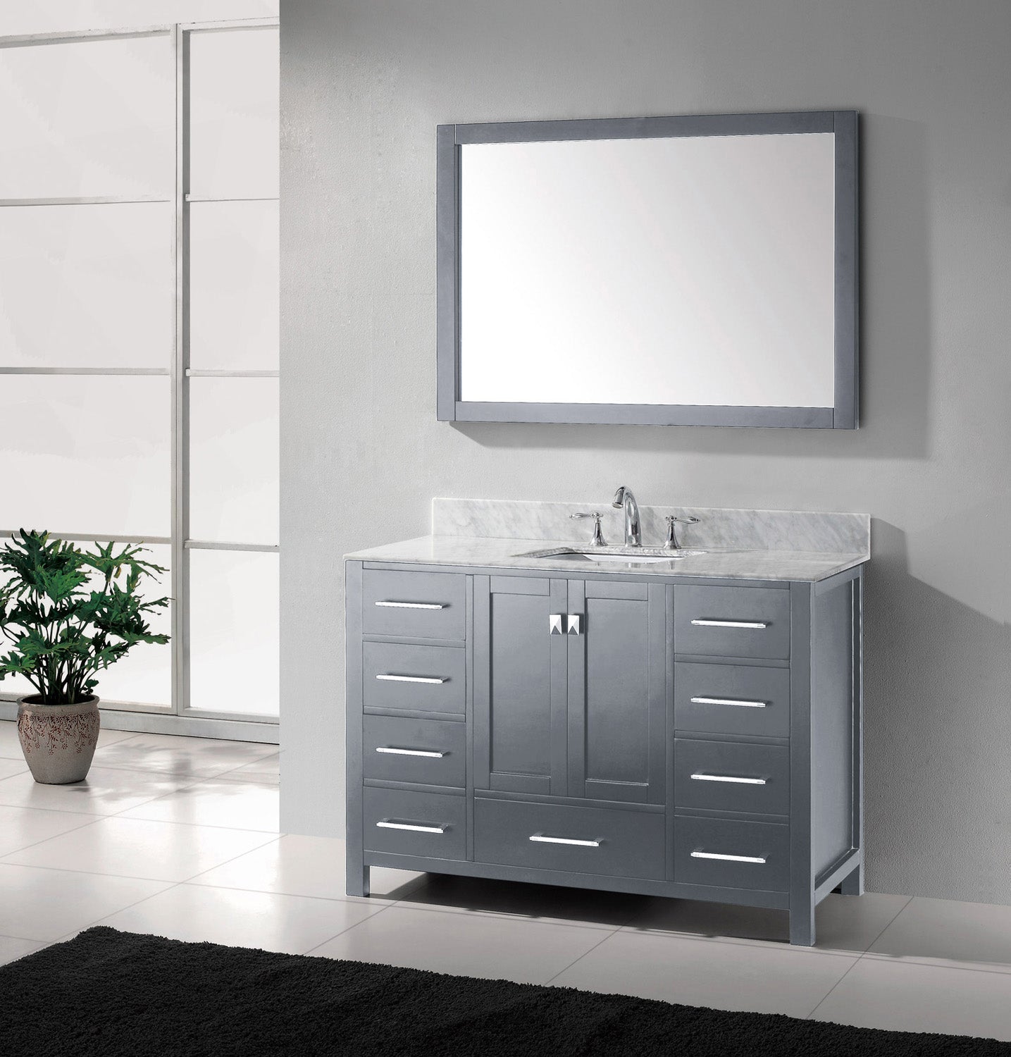 Virtu USA Caroline Avenue 48" Single Bath Vanity with Marble Top and Square Sink with Mirror - Luxe Bathroom Vanities