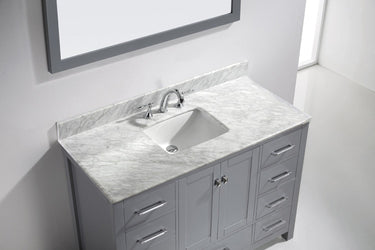 Virtu USA Caroline Avenue 48" Single Bath Vanity with Marble Top and Square Sink with Mirror - Luxe Bathroom Vanities